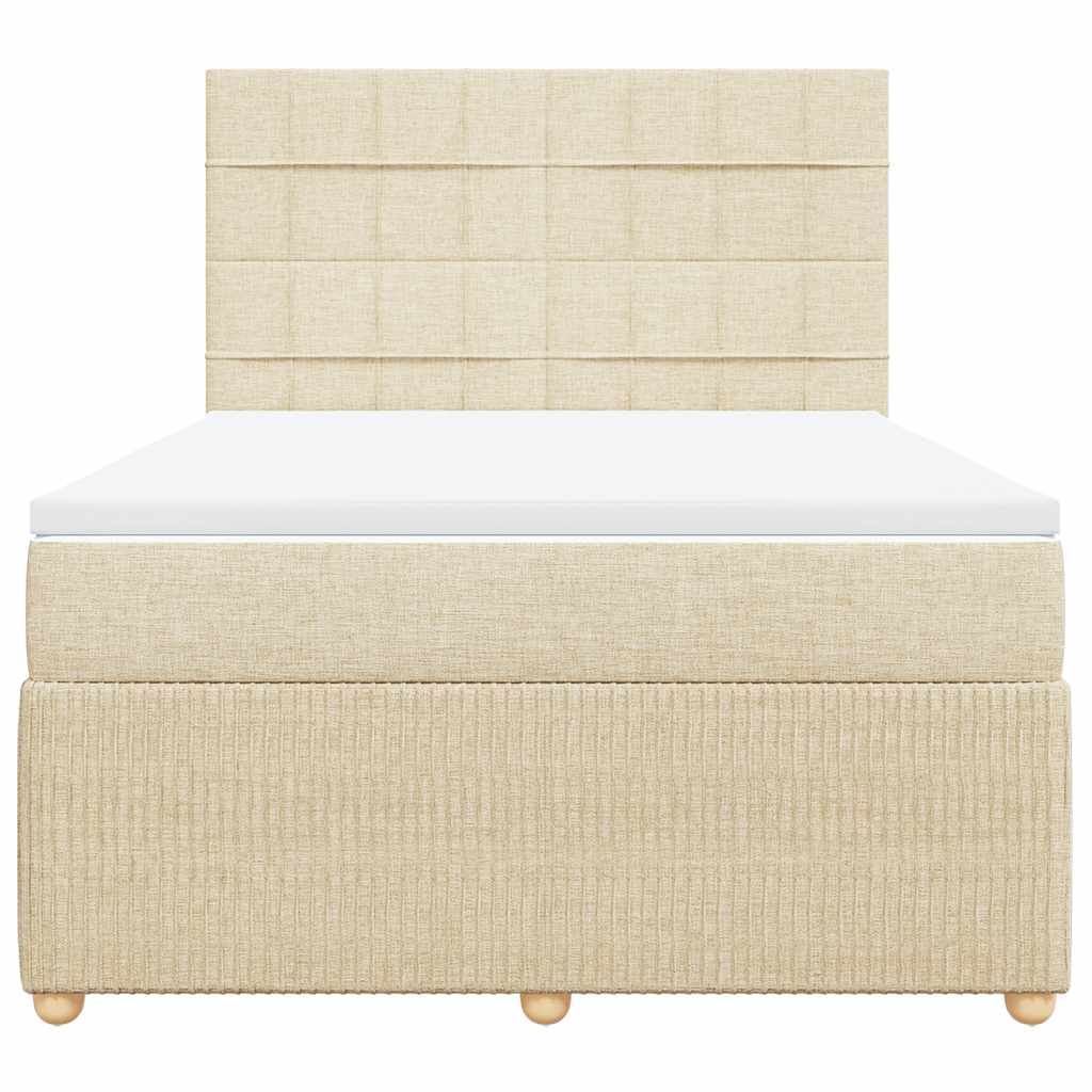 vidaXL Κρεβάτι Boxspring με Στρώμα Κρεμ 140x200 εκ. Υφασμάτινο