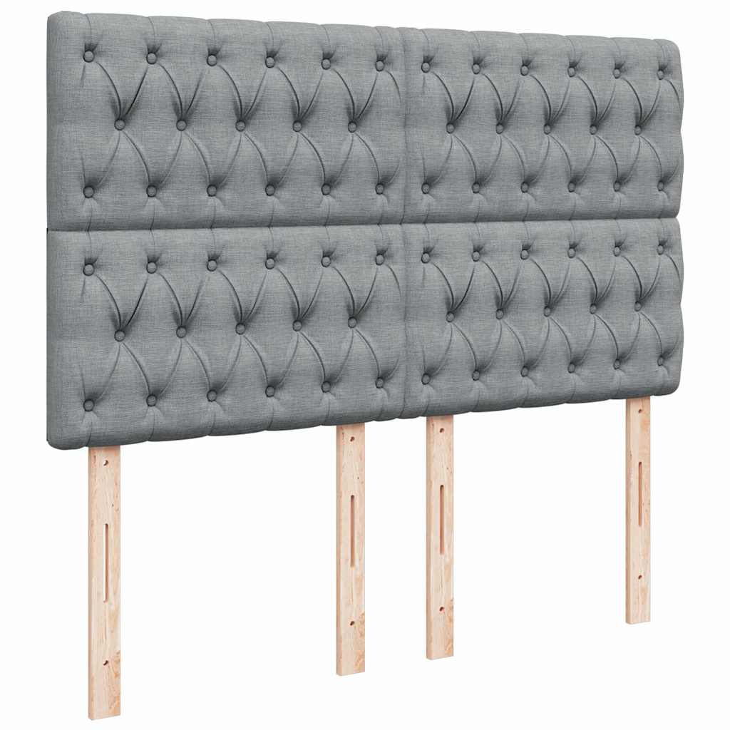 vidaXL Κρεβάτι Boxspring με Στρώμα Ανοιχτό Γκρι 140x200 εκ. Υφασμάτινο