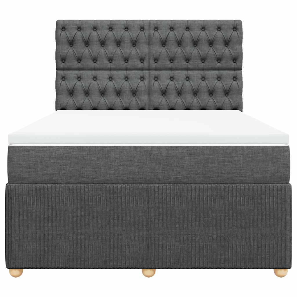 vidaXL Κρεβάτι Boxspring με Στρώμα Σκούρο Γκρι 140x200 εκ Υφασμάτινο