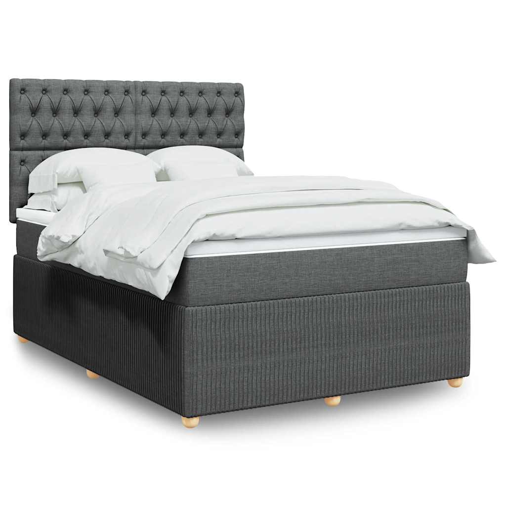 vidaXL Κρεβάτι Boxspring με Στρώμα Σκούρο Γκρι 140x200 εκ Υφασμάτινο