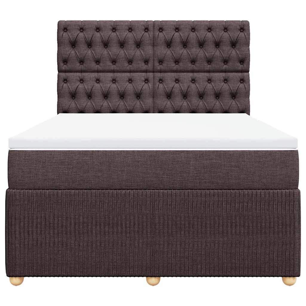 vidaXL Κρεβάτι Boxspring με Στρώμα Σκούρο Καφέ 140x200 εκ Υφασμάτινο
