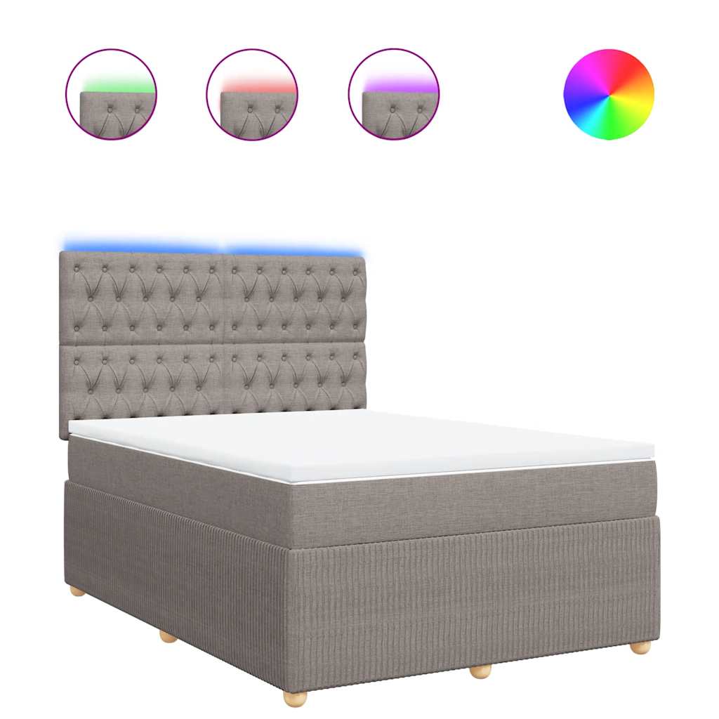 vidaXL Κρεβάτι Boxspring με Στρώμα Taupe 140x200 εκ. Υφασμάτινο