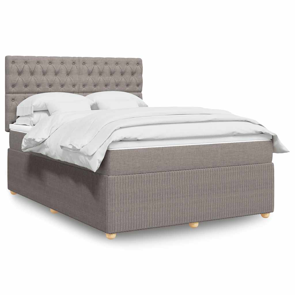 vidaXL Κρεβάτι Boxspring με Στρώμα Taupe 140x200 εκ. Υφασμάτινο