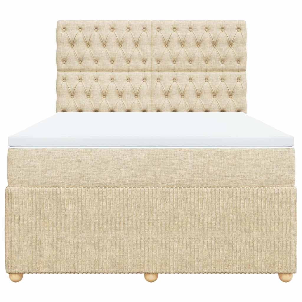 vidaXL Κρεβάτι Boxspring με Στρώμα Κρεμ 140x200 εκ. Υφασμάτινο