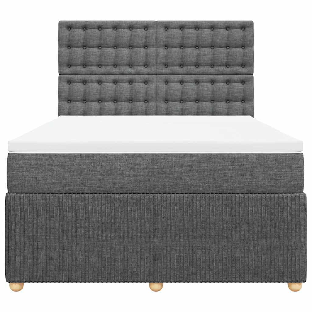 vidaXL Κρεβάτι Boxspring με Στρώμα Σκούρο Γκρι 140x200 εκ Υφασμάτινο