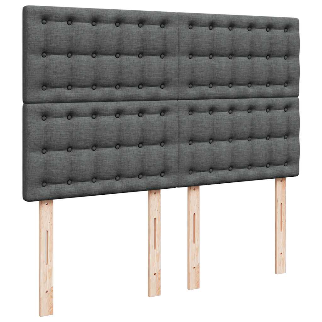 vidaXL Κρεβάτι Boxspring με Στρώμα Σκούρο Γκρι 140x200 εκ Υφασμάτινο
