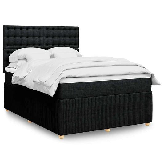 vidaXL Κρεβάτι Boxspring με Στρώμα Μαύρο 140x200 εκ. Υφασμάτινο