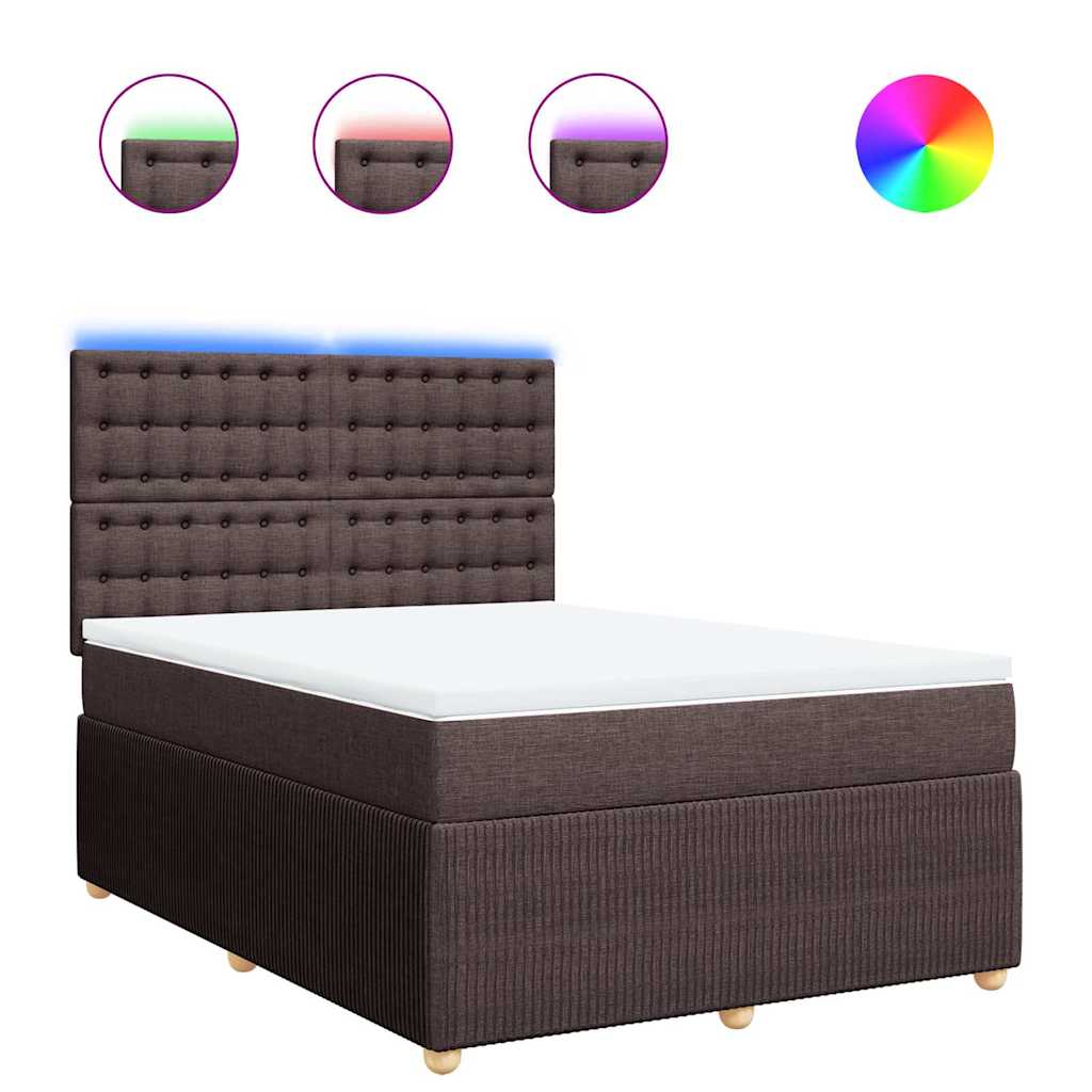 vidaXL Κρεβάτι Boxspring με Στρώμα Σκούρο Καφέ 140x200 εκ Υφασμάτινο