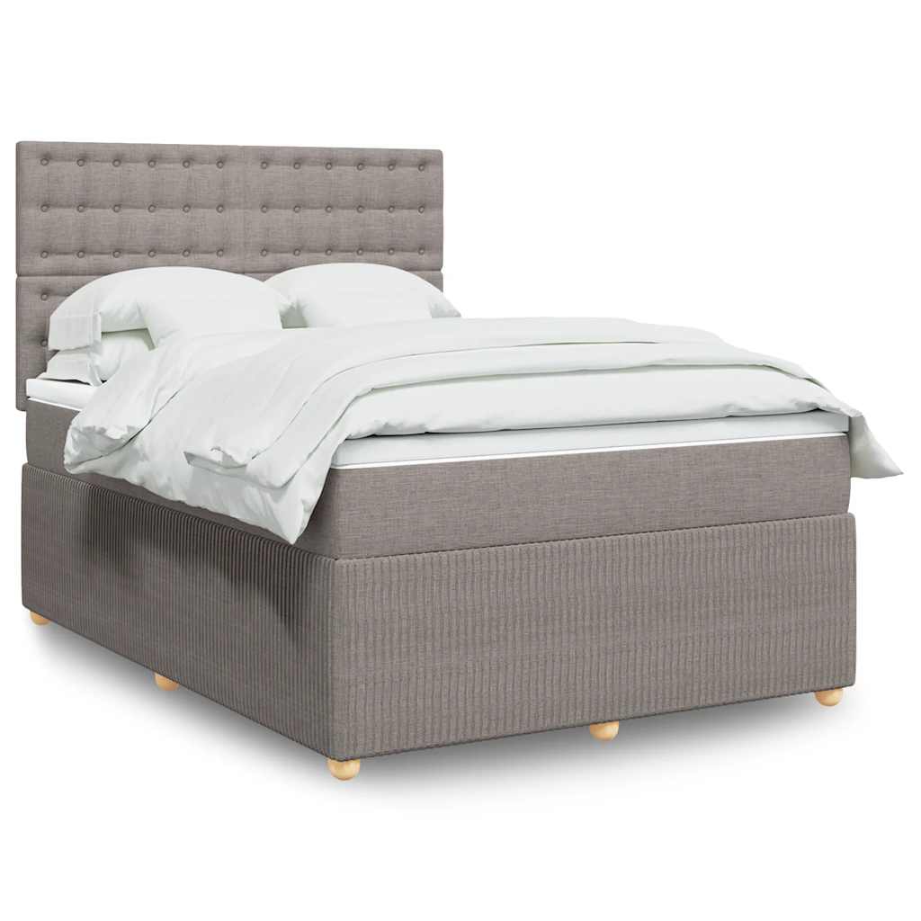 vidaXL Κρεβάτι Boxspring με Στρώμα Taupe 140x200 εκ. Υφασμάτινο