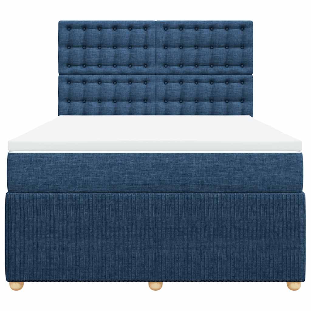 vidaXL Κρεβάτι Boxspring με Στρώμα Μπλε 140x200 εκ. Υφασμάτινο