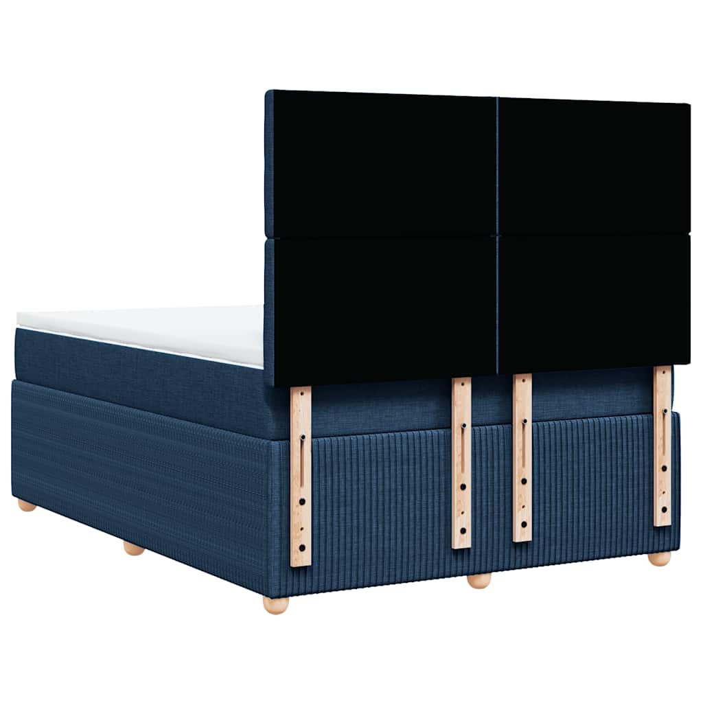 vidaXL Κρεβάτι Boxspring με Στρώμα Μπλε 140x200 εκ. Υφασμάτινο