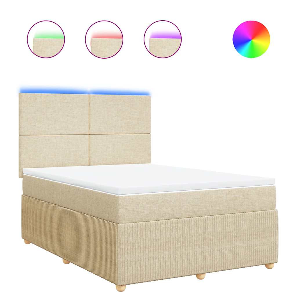 vidaXL Κρεβάτι Boxspring με Στρώμα Κρεμ 160x200 εκ. Υφασμάτινο