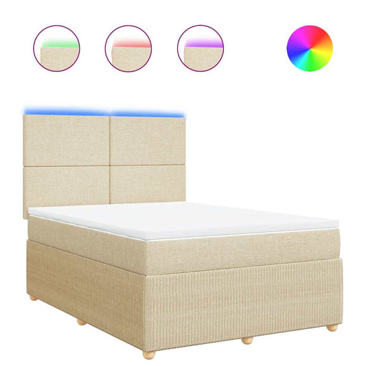 vidaXL Κρεβάτι Boxspring με Στρώμα Κρεμ 160x200 εκ. Υφασμάτινο