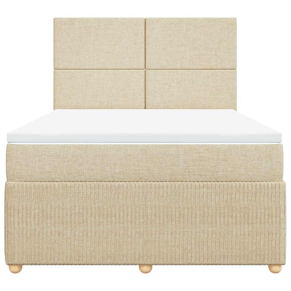 vidaXL Κρεβάτι Boxspring με Στρώμα Κρεμ 160x200 εκ. Υφασμάτινο