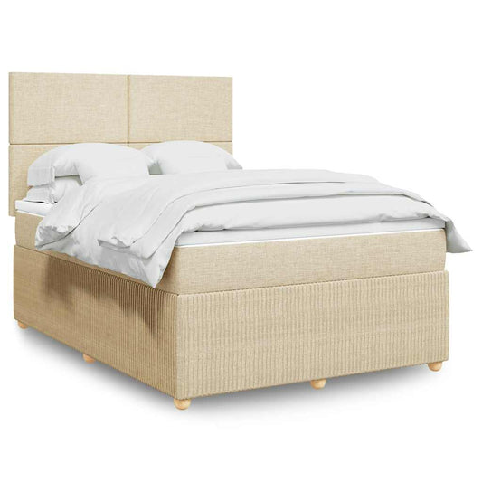 vidaXL Κρεβάτι Boxspring με Στρώμα Κρεμ 160x200 εκ. Υφασμάτινο