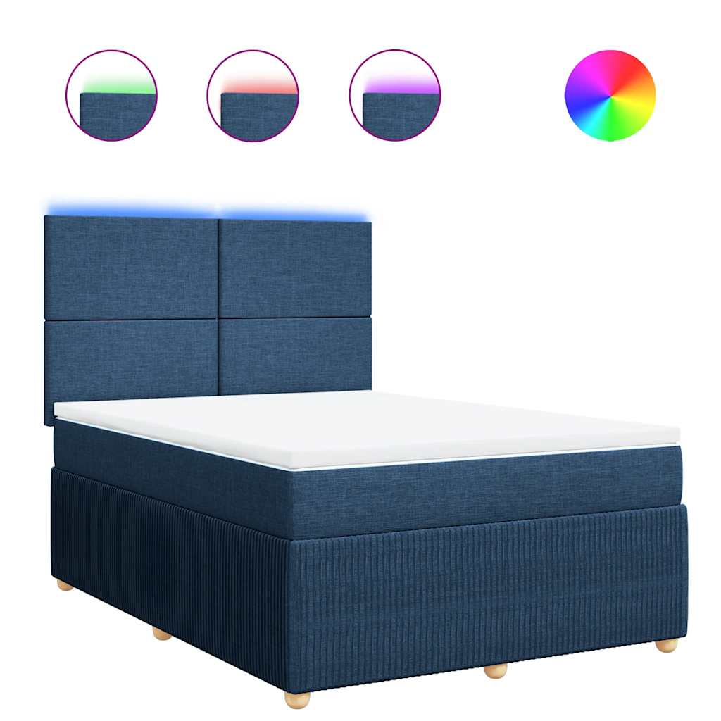 vidaXL Κρεβάτι Boxspring με Στρώμα Μπλε 160x200 εκ. Υφασμάτινο