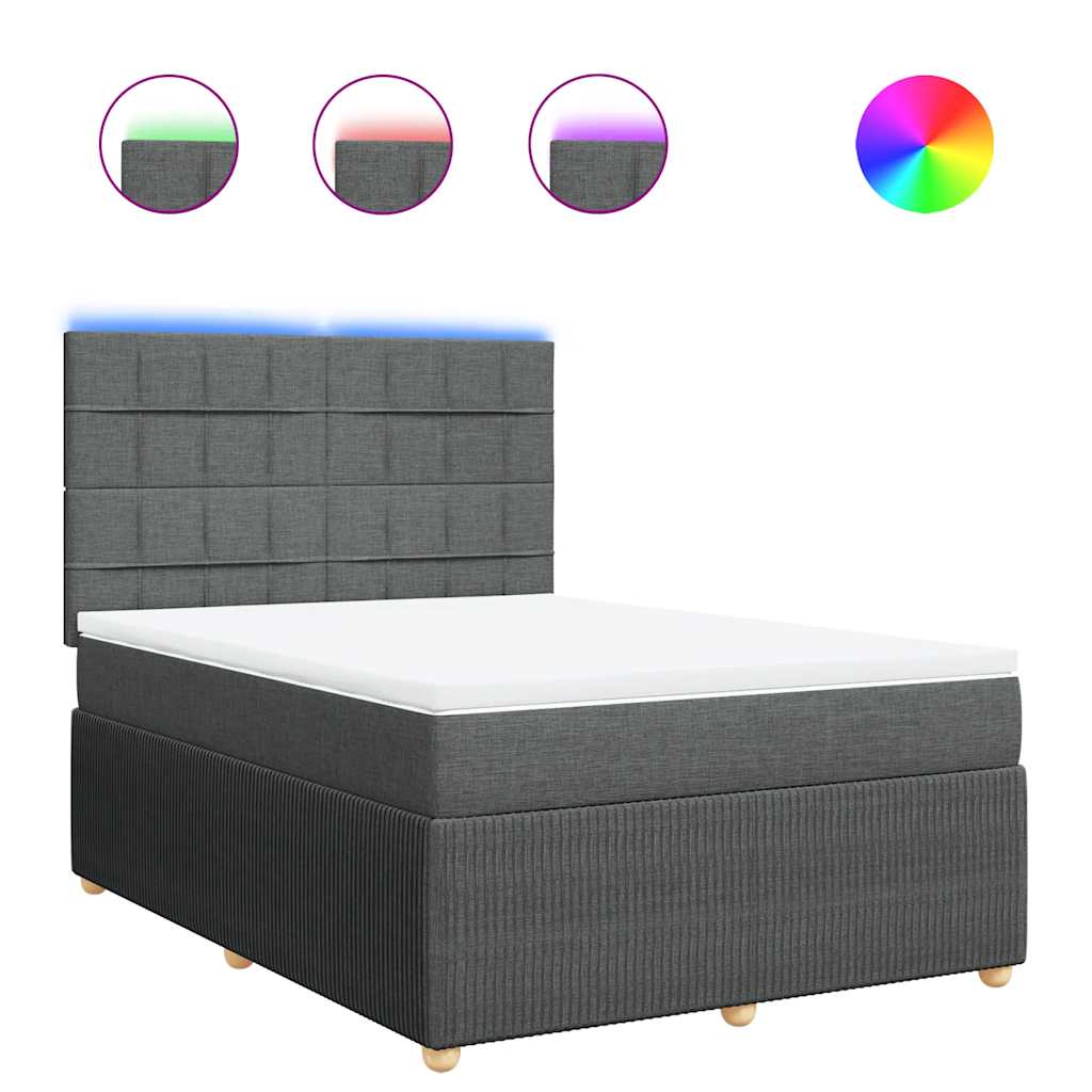 vidaXL Κρεβάτι Boxspring με Στρώμα Σκούρο Γκρι 160x200 εκ Υφασμάτινο