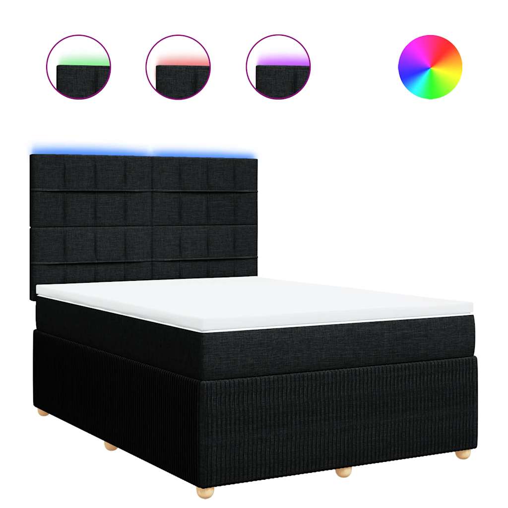 vidaXL Κρεβάτι Boxspring με Στρώμα Μαύρο 160x200 εκ. Υφασμάτινο