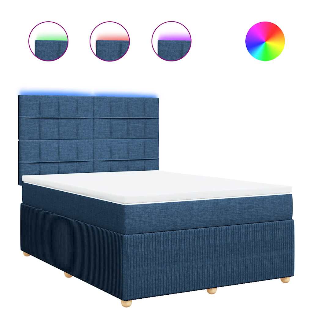 vidaXL Κρεβάτι Boxspring με Στρώμα Μπλε 160x200 εκ. Υφασμάτινο