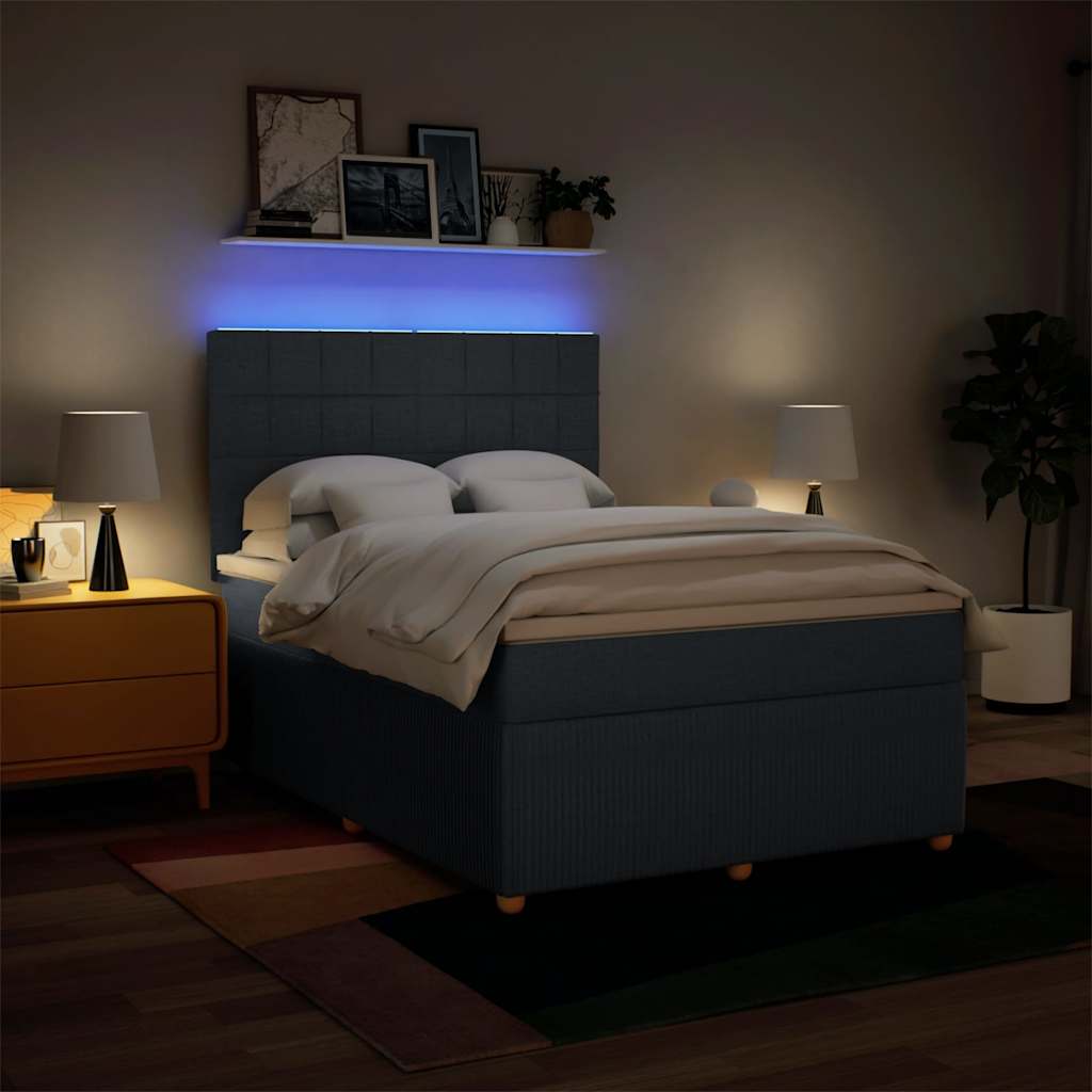 vidaXL Κρεβάτι Boxspring με Στρώμα Μπλε 160x200 εκ. Υφασμάτινο