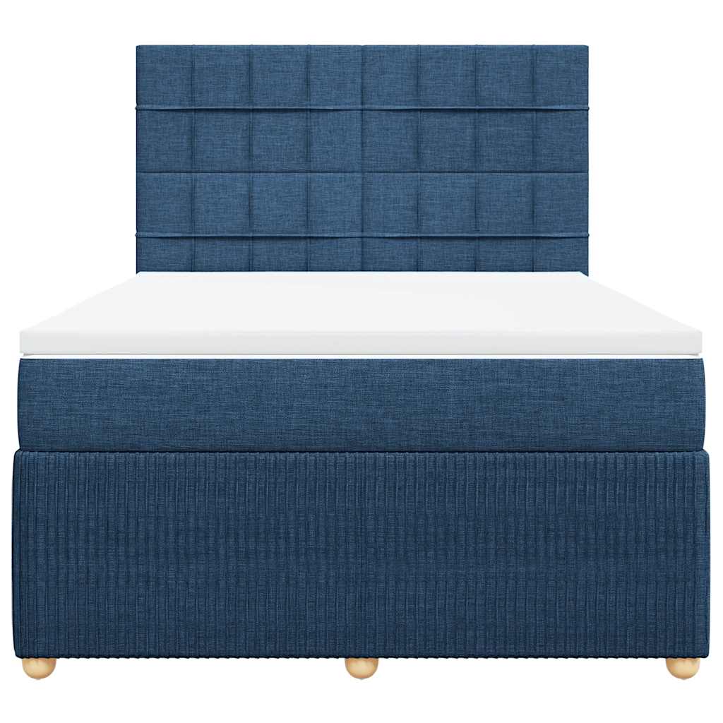vidaXL Κρεβάτι Boxspring με Στρώμα Μπλε 160x200 εκ. Υφασμάτινο
