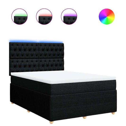 vidaXL Κρεβάτι Boxspring με Στρώμα Μαύρο 160x200 εκ. Υφασμάτινο