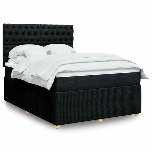 vidaXL Κρεβάτι Boxspring με Στρώμα Μαύρο 160x200 εκ. Υφασμάτινο