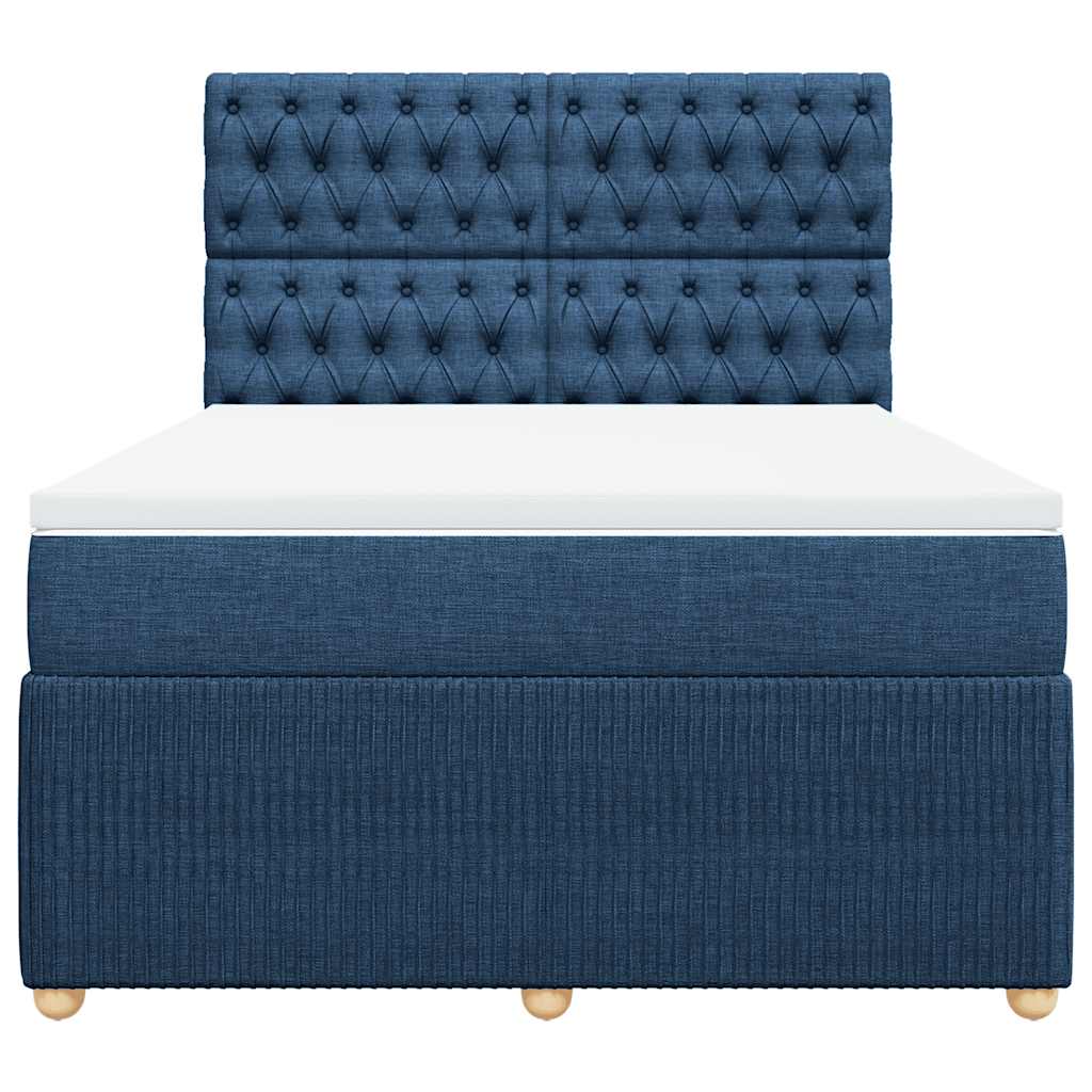 vidaXL Κρεβάτι Boxspring με Στρώμα Μπλε 160x200 εκ. Υφασμάτινο