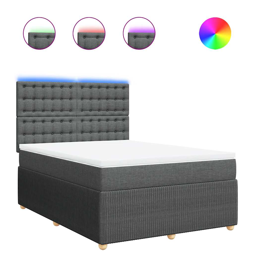 vidaXL Κρεβάτι Boxspring με Στρώμα Σκούρο Γκρι 160x200 εκ Υφασμάτινο