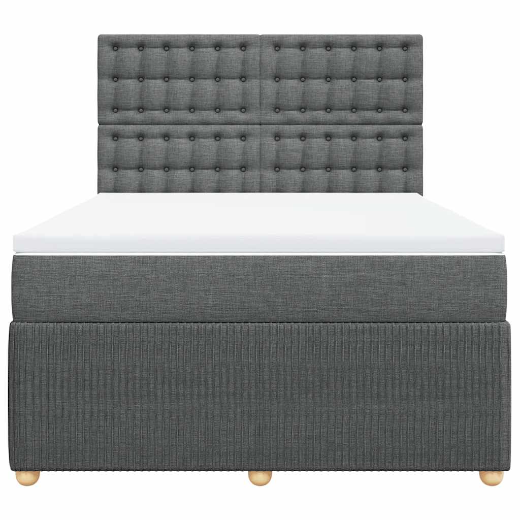 vidaXL Κρεβάτι Boxspring με Στρώμα Σκούρο Γκρι 160x200 εκ Υφασμάτινο