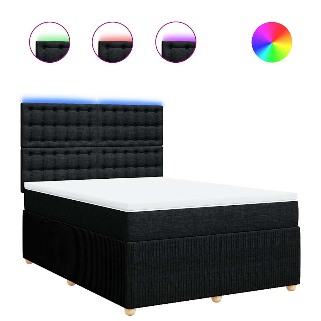 vidaXL Κρεβάτι Boxspring με Στρώμα Μαύρο 160x200 εκ. Υφασμάτινο