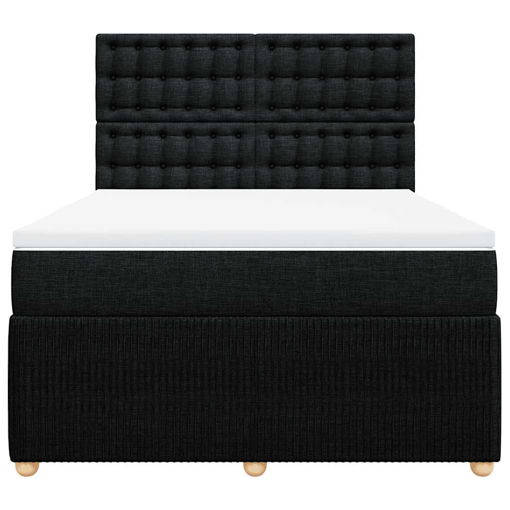 vidaXL Κρεβάτι Boxspring με Στρώμα Μαύρο 160x200 εκ. Υφασμάτινο