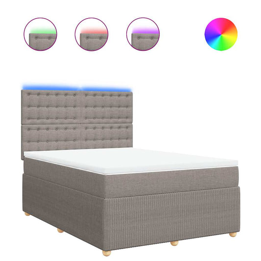 vidaXL Κρεβάτι Boxspring με Στρώμα Taupe 160x200 εκ. Υφασμάτινο