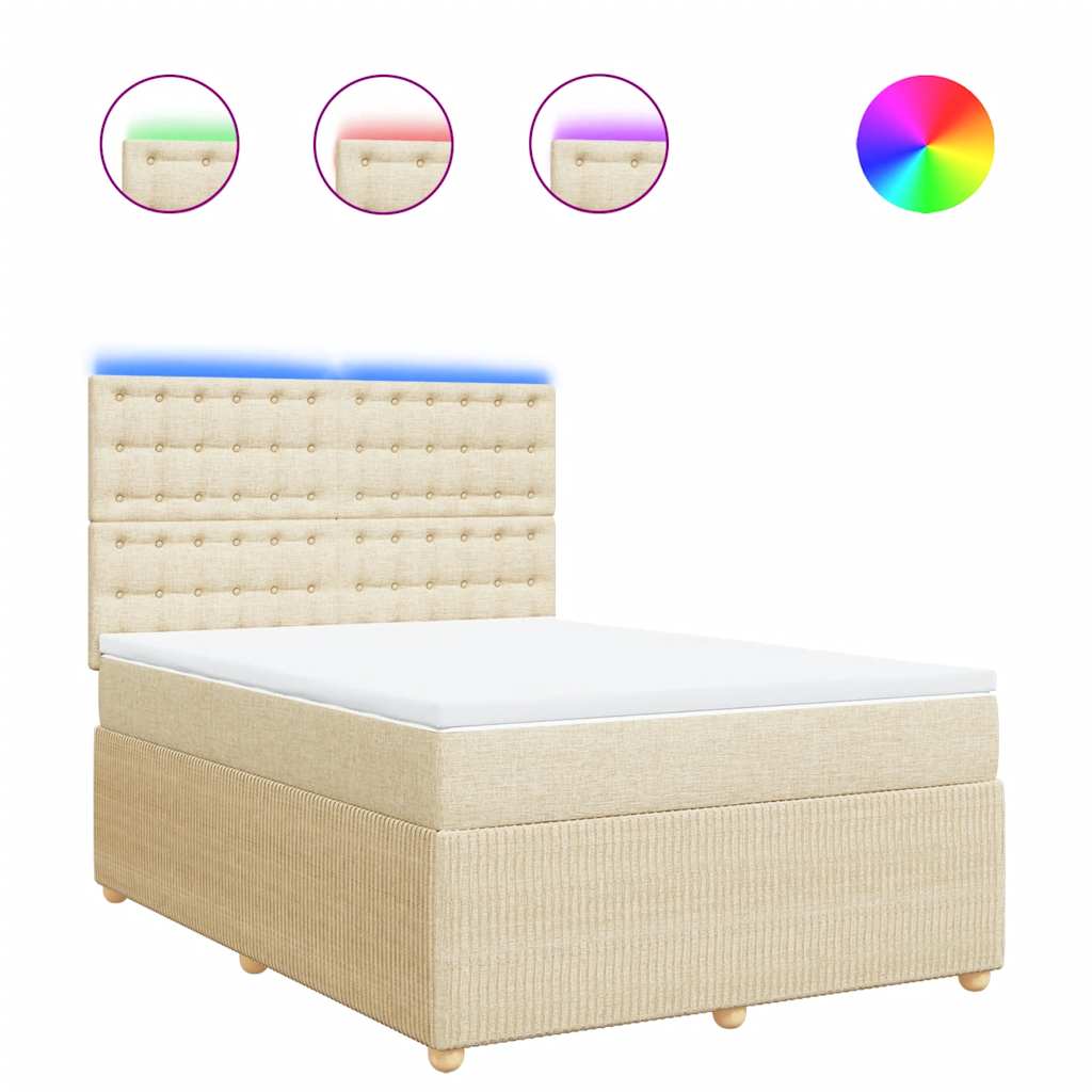 vidaXL Κρεβάτι Boxspring με Στρώμα Κρεμ 160x200 εκ. Υφασμάτινο