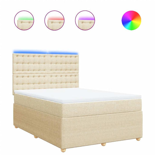 vidaXL Κρεβάτι Boxspring με Στρώμα Κρεμ 160x200 εκ. Υφασμάτινο