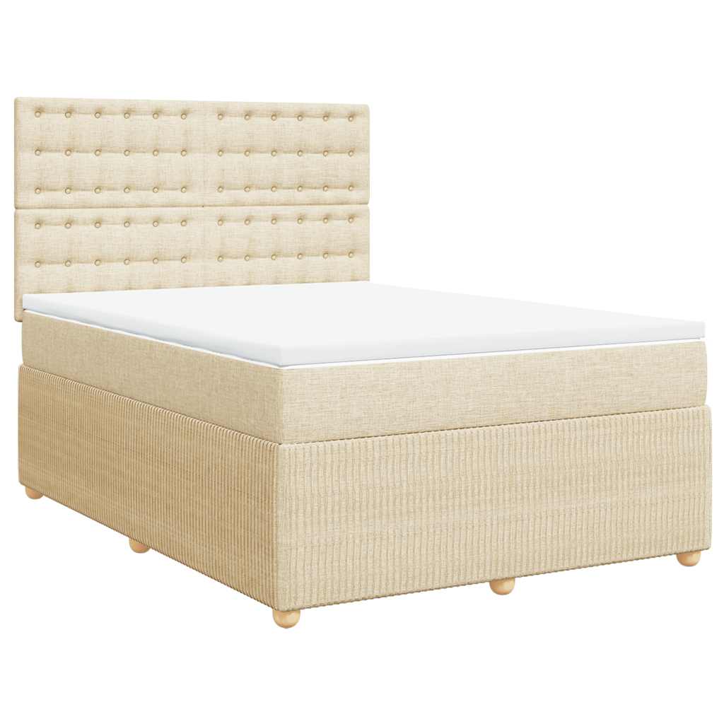 vidaXL Κρεβάτι Boxspring με Στρώμα Κρεμ 160x200 εκ. Υφασμάτινο