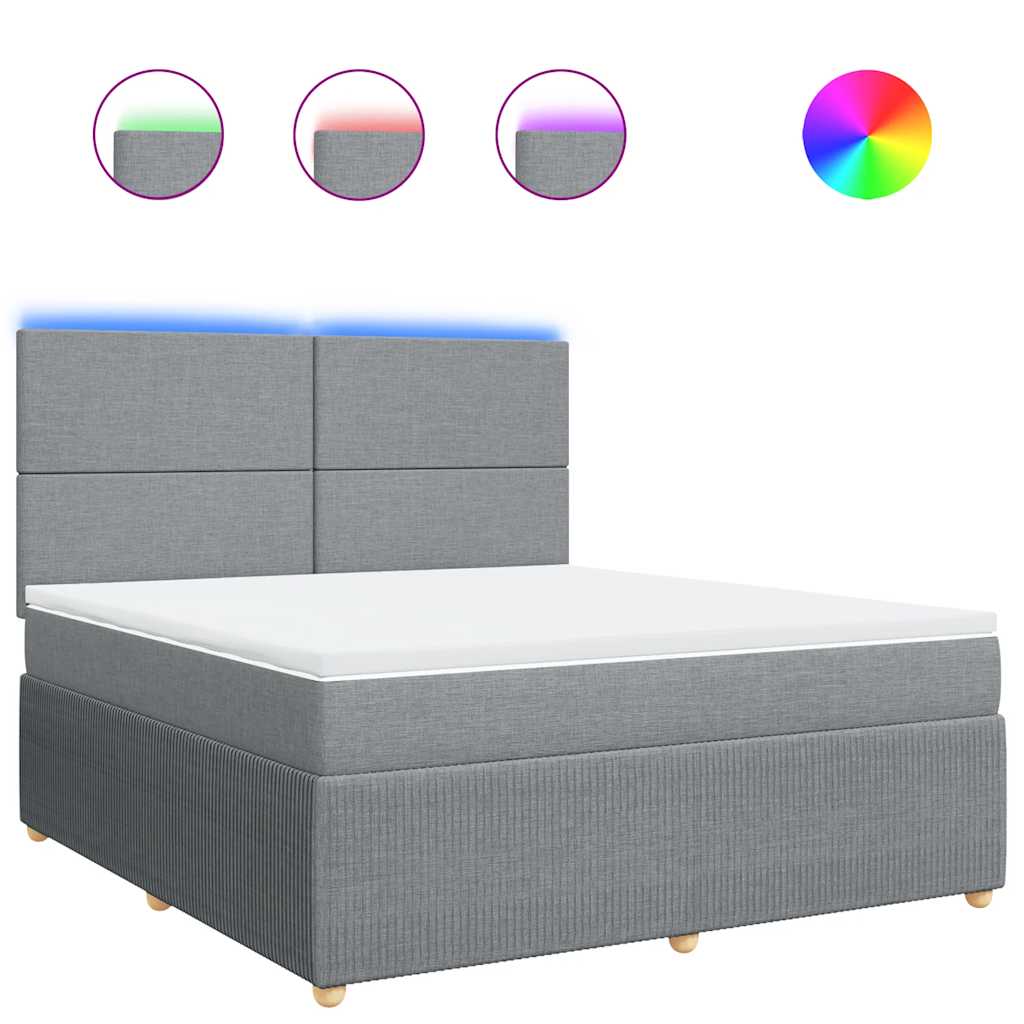 vidaXL Κρεβάτι Boxspring με Στρώμα Ανοιχτό Γκρι 180x200 εκ. Υφασμάτινο
