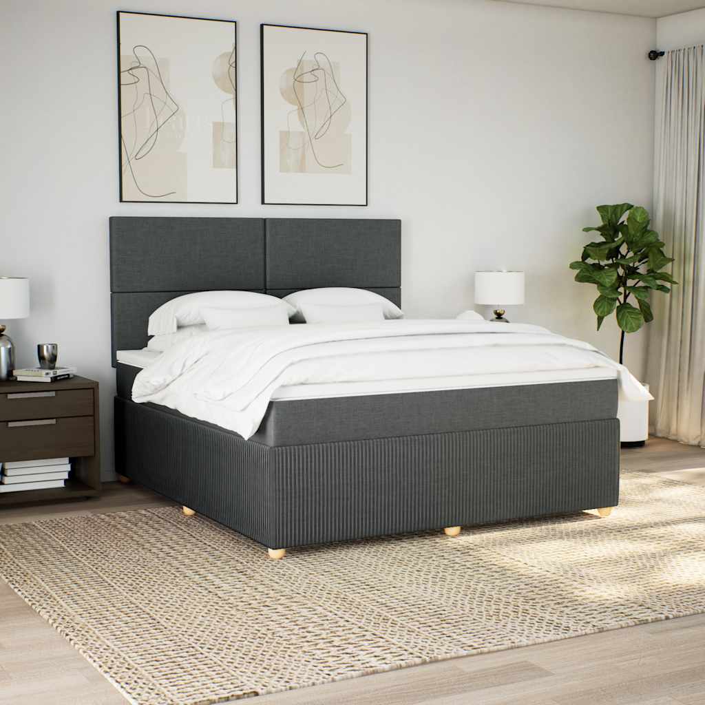 vidaXL Κρεβάτι Boxspring με Στρώμα Σκούρο Γκρι 180x200 εκ Υφασμάτιν