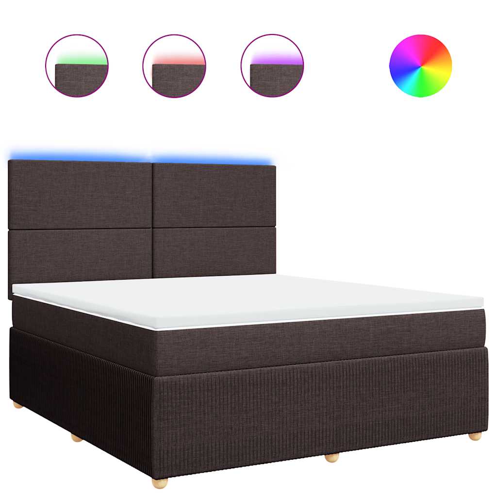 vidaXL Κρεβάτι Boxspring με Στρώμα Σκούρο Καφέ 180x200 εκ Υφασμάτινο