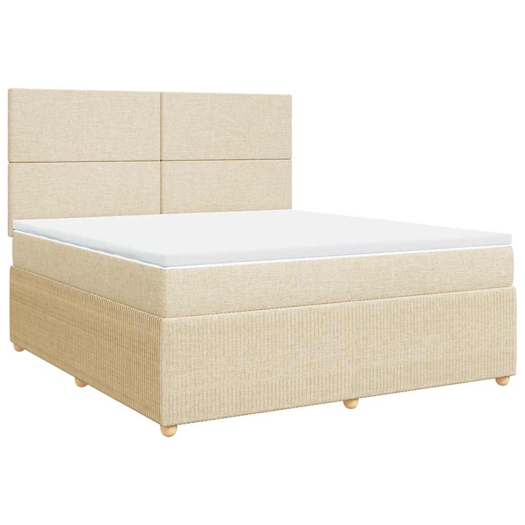 vidaXL Κρεβάτι Boxspring με Στρώμα Κρεμ 180x200 εκ. Υφασμάτινο