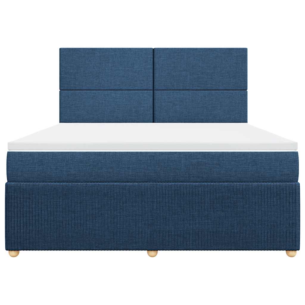 vidaXL Κρεβάτι Boxspring με Στρώμα Μπλε 180x200 εκ. Υφασμάτινο
