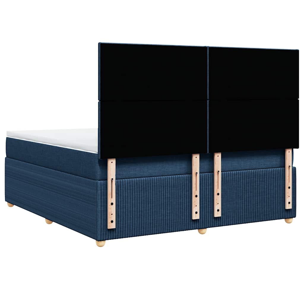 vidaXL Κρεβάτι Boxspring με Στρώμα Μπλε 180x200 εκ. Υφασμάτινο