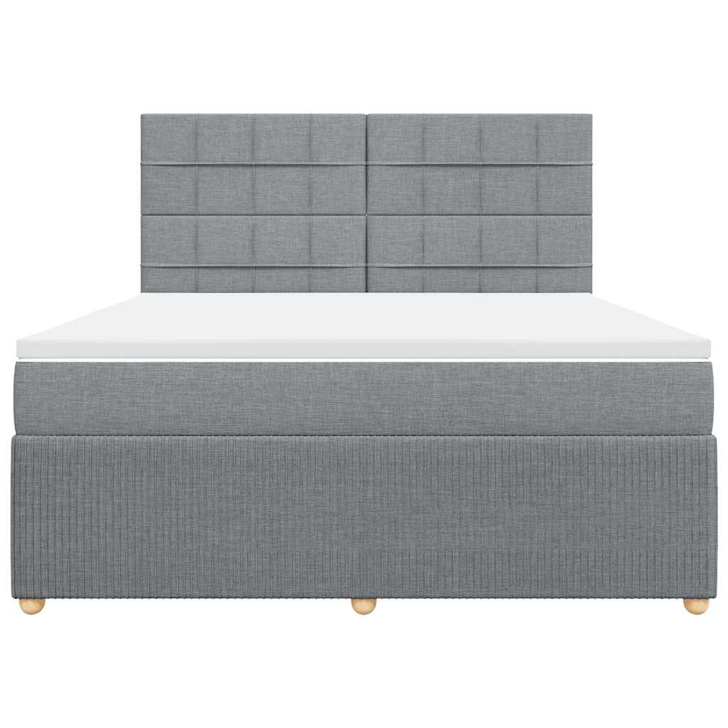 vidaXL Κρεβάτι Boxspring με Στρώμα Ανοιχτό Γκρι 180x200 εκ. Υφασμάτινο