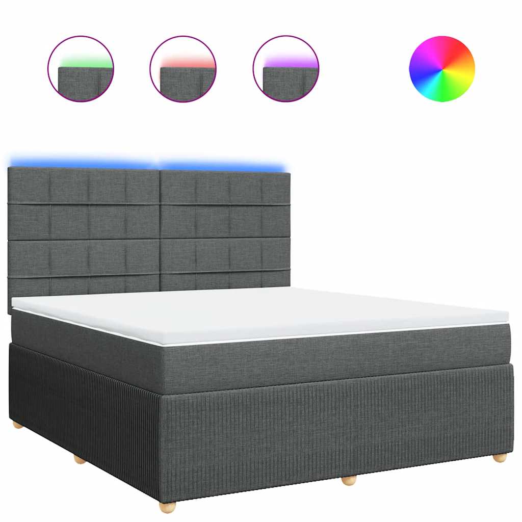 vidaXL Κρεβάτι Boxspring με Στρώμα Σκούρο Γκρι 180x200 εκ Υφασμάτιν