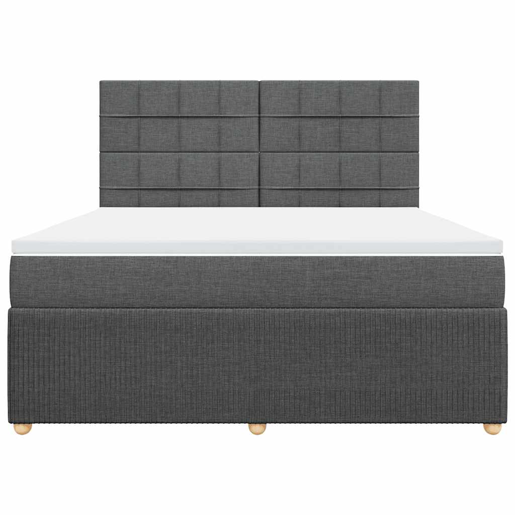 vidaXL Κρεβάτι Boxspring με Στρώμα Σκούρο Γκρι 180x200 εκ Υφασμάτιν