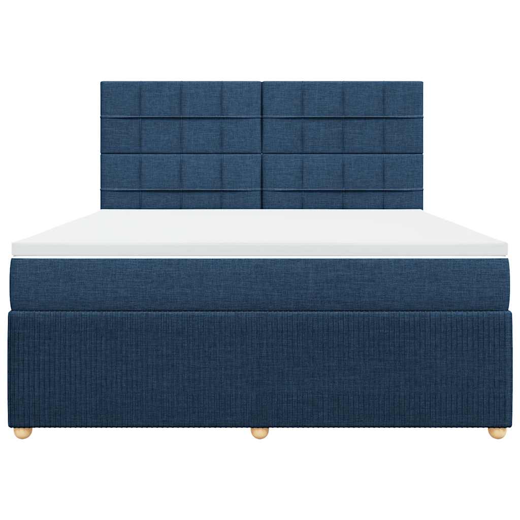 vidaXL Κρεβάτι Boxspring με Στρώμα Μπλε 180x200 εκ. Υφασμάτινο