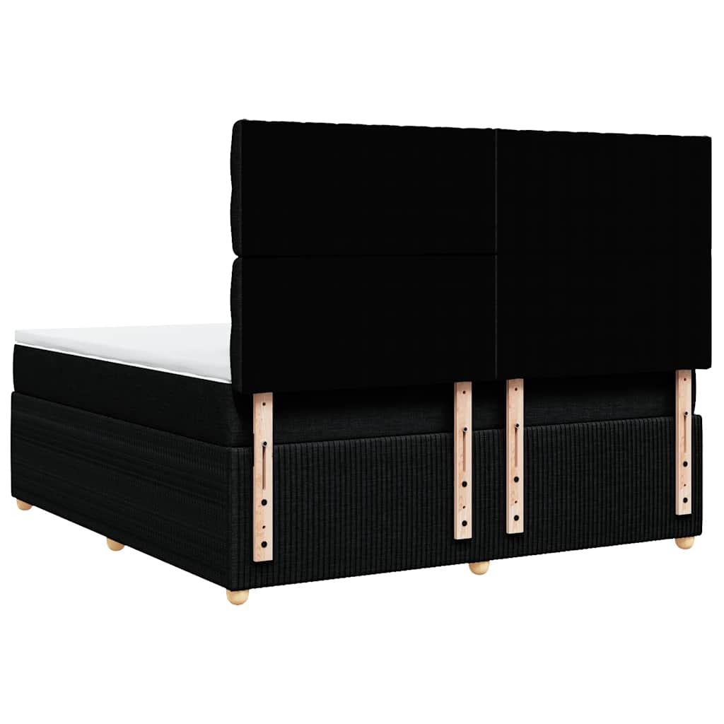 vidaXL Κρεβάτι Boxspring με Στρώμα Μαύρο 180x200 εκ. Υφασμάτινο