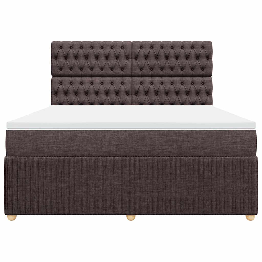 vidaXL Κρεβάτι Boxspring με Στρώμα Σκούρο Καφέ 180x200 εκ Υφασμάτινο