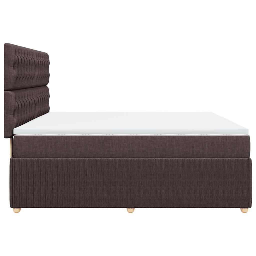 vidaXL Κρεβάτι Boxspring με Στρώμα Σκούρο Καφέ 180x200 εκ Υφασμάτινο