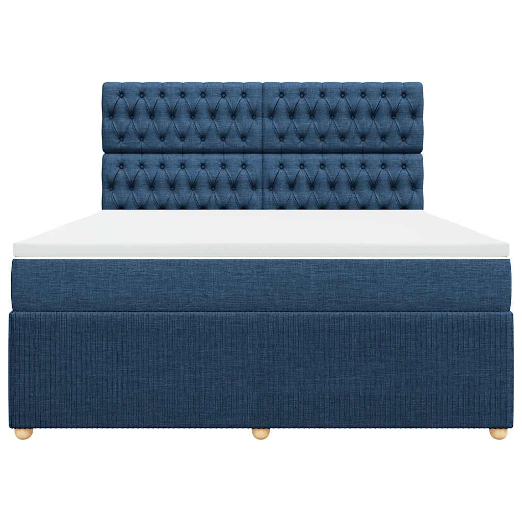 vidaXL Κρεβάτι Boxspring με Στρώμα Μπλε 180x200 εκ. Υφασμάτινο